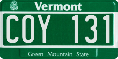 VT license plate COY131