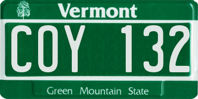 VT license plate COY132