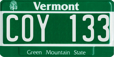VT license plate COY133