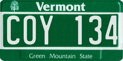 VT license plate COY134