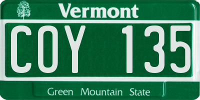 VT license plate COY135