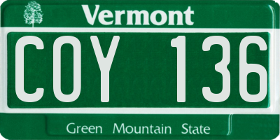 VT license plate COY136