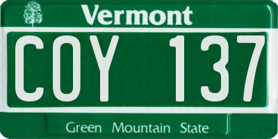 VT license plate COY137