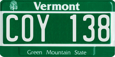 VT license plate COY138