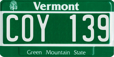 VT license plate COY139