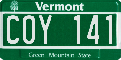 VT license plate COY141