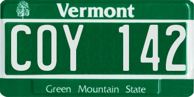 VT license plate COY142