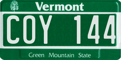 VT license plate COY144