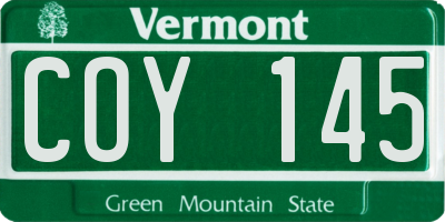 VT license plate COY145