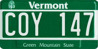 VT license plate COY147