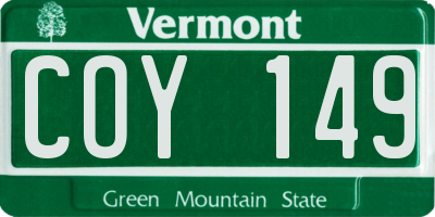 VT license plate COY149