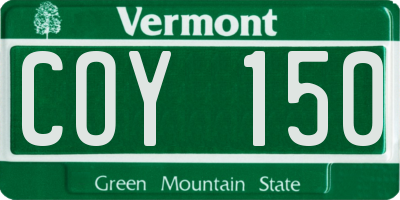 VT license plate COY150