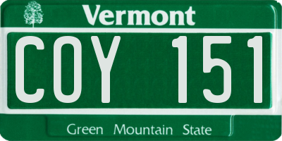 VT license plate COY151
