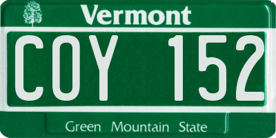 VT license plate COY152