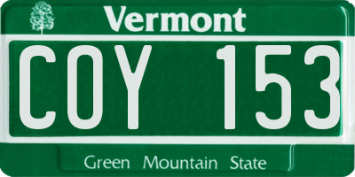 VT license plate COY153