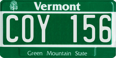 VT license plate COY156