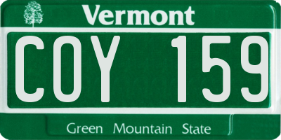 VT license plate COY159