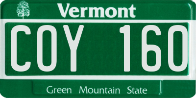 VT license plate COY160