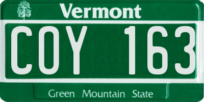 VT license plate COY163