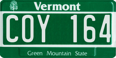 VT license plate COY164