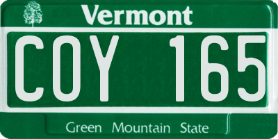 VT license plate COY165