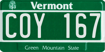 VT license plate COY167