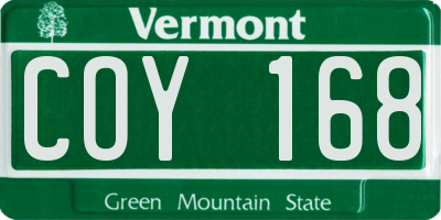 VT license plate COY168