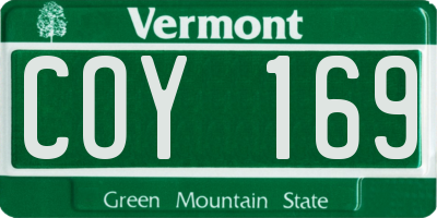 VT license plate COY169