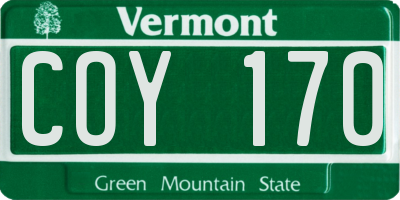 VT license plate COY170