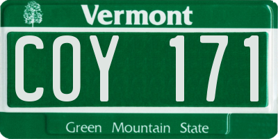 VT license plate COY171