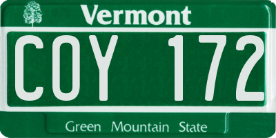 VT license plate COY172