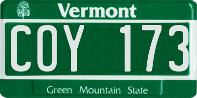 VT license plate COY173