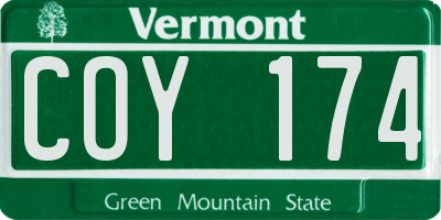 VT license plate COY174