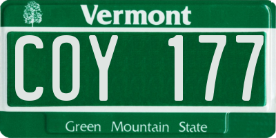 VT license plate COY177
