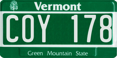 VT license plate COY178