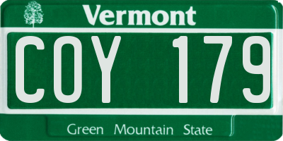 VT license plate COY179