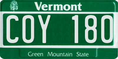 VT license plate COY180