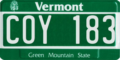 VT license plate COY183