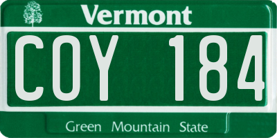 VT license plate COY184