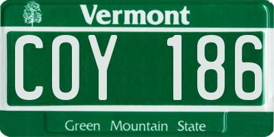 VT license plate COY186