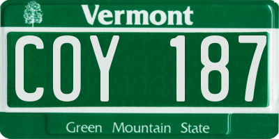 VT license plate COY187