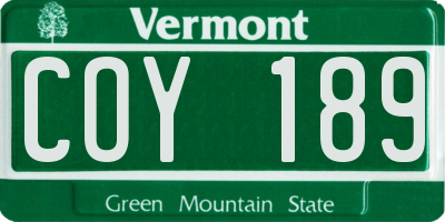 VT license plate COY189