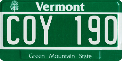VT license plate COY190
