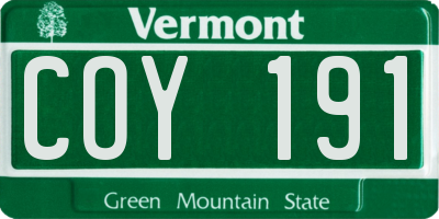 VT license plate COY191