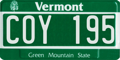 VT license plate COY195