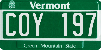 VT license plate COY197