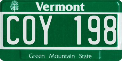 VT license plate COY198