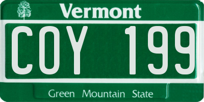 VT license plate COY199
