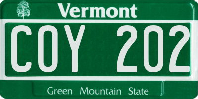 VT license plate COY202