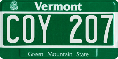 VT license plate COY207
